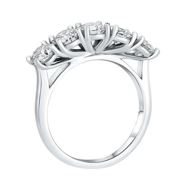 Lab grown platinum 2.10ct D VS1 IGI round diamond 5 stone ring