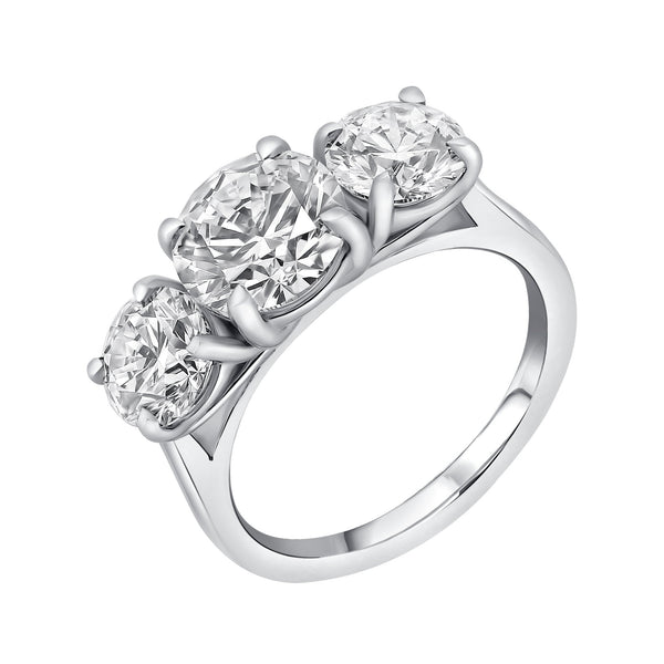Lab grown platinum 4.06ct D VVS2 IGI round diamond 3 stone ring