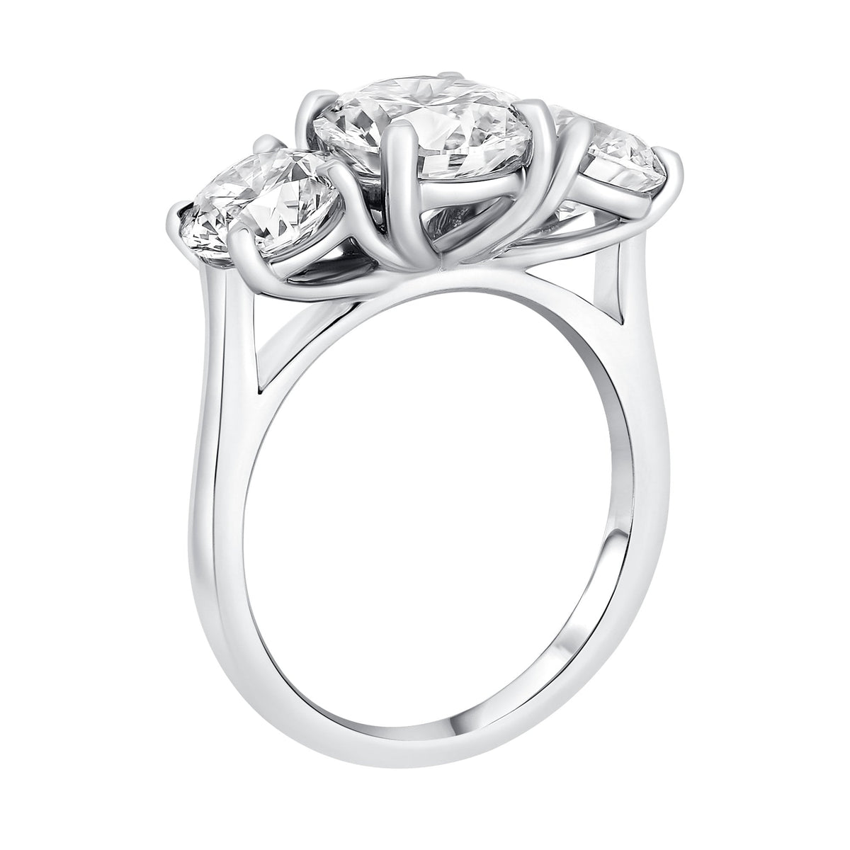Lab grown platinum 4.06ct D VVS2 IGI round diamond 3 stone ring