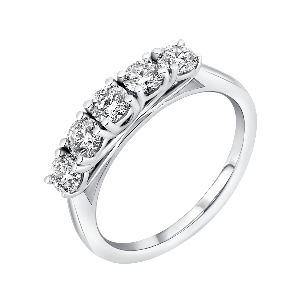 Lab grown platinum 1.15ct D VVS2 IGI round diamond 5 stone ring