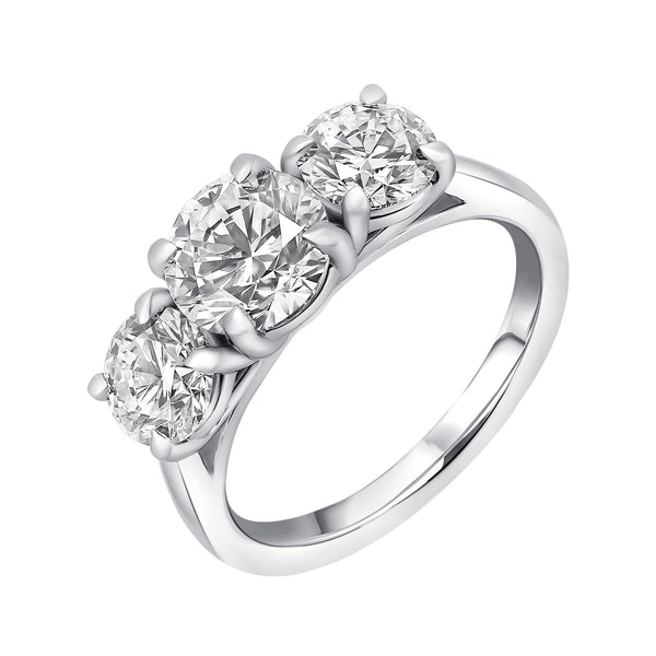 Lab grown platinum 2.99ct D VVS2 IGI round diamond 3 stone ring