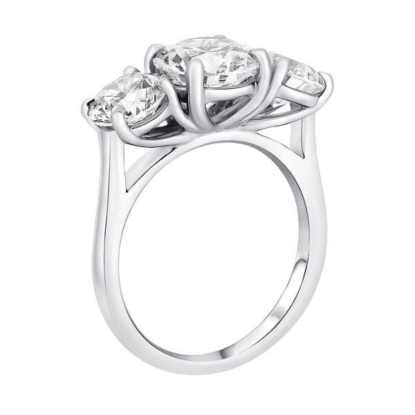 Lab grown platinum 2.99ct D VVS2 IGI round diamond 3 stone ring