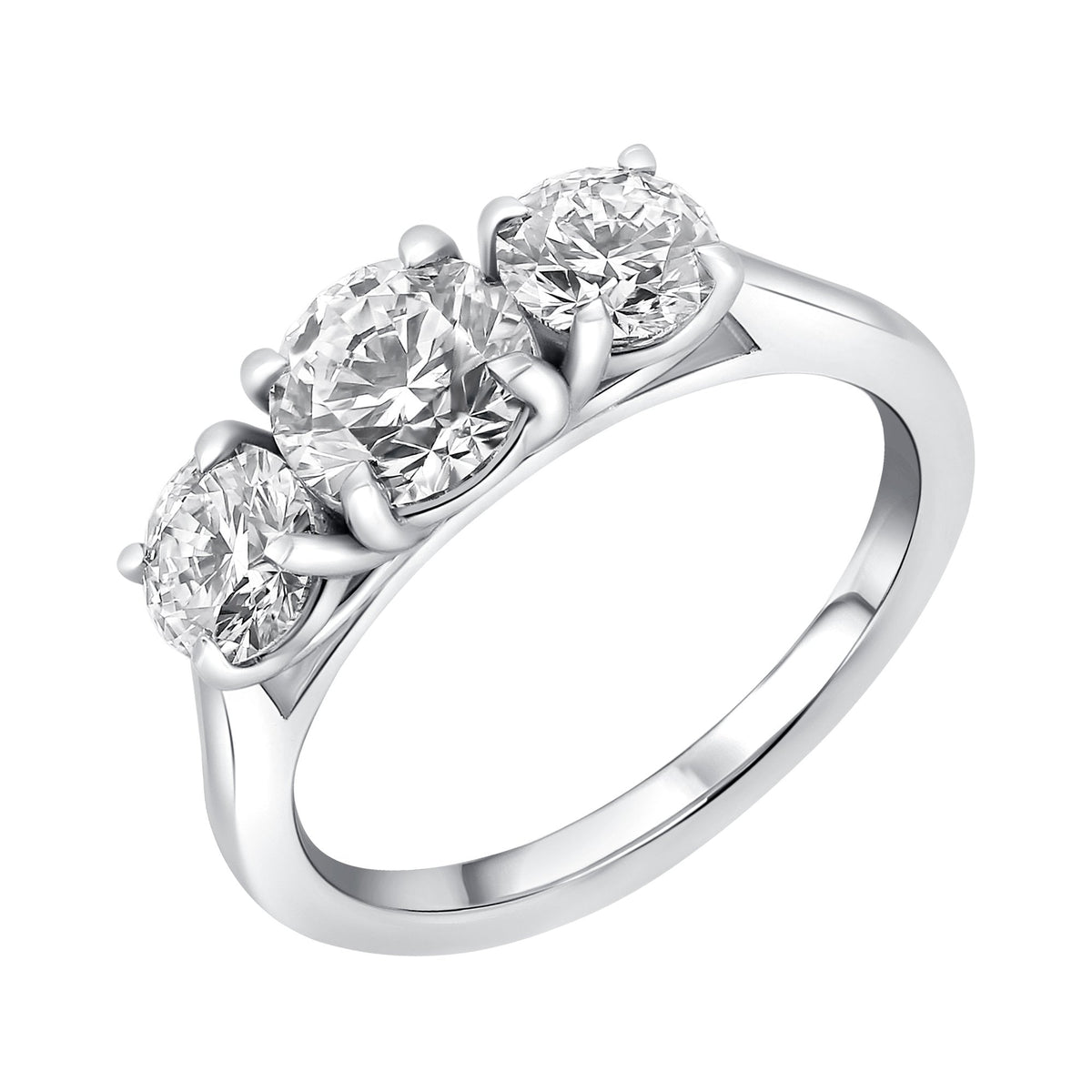 Lab grown platinum 2.11ct D VVS2 IGI round diamond 3 stone ring