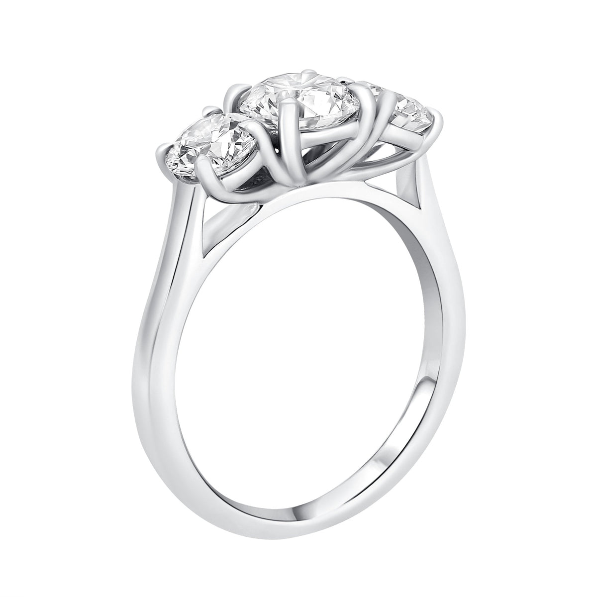 Lab grown platinum 2.11ct D VVS2 IGI round diamond 3 stone ring