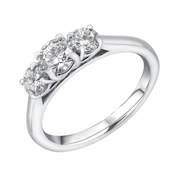 Lab grown platinum 1.09ct D VVS2 IGI round diamond 3 stone ring
