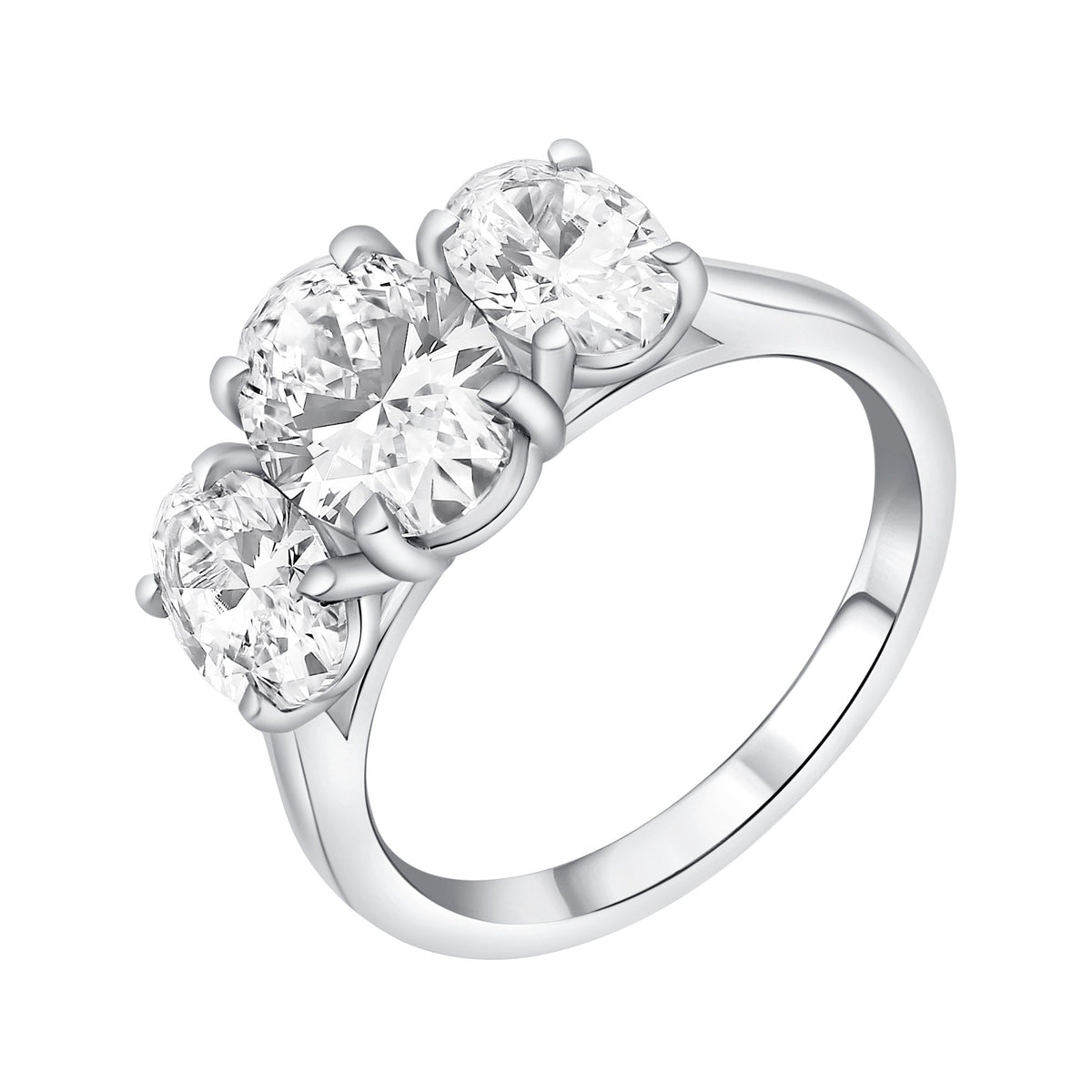 Lab grown platinum 3.03ct D VVS2 IGI oval diamond 3 stone ring