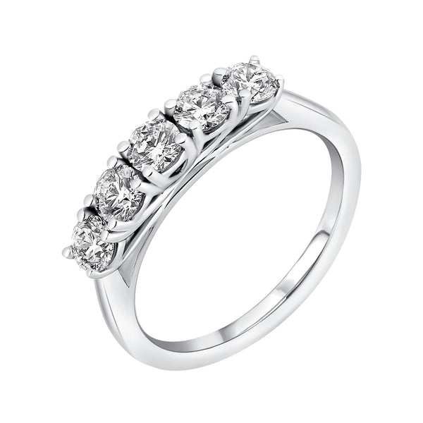 Lab grown platinum 1.50ct D VS1 IGI round diamond 5 stone ring