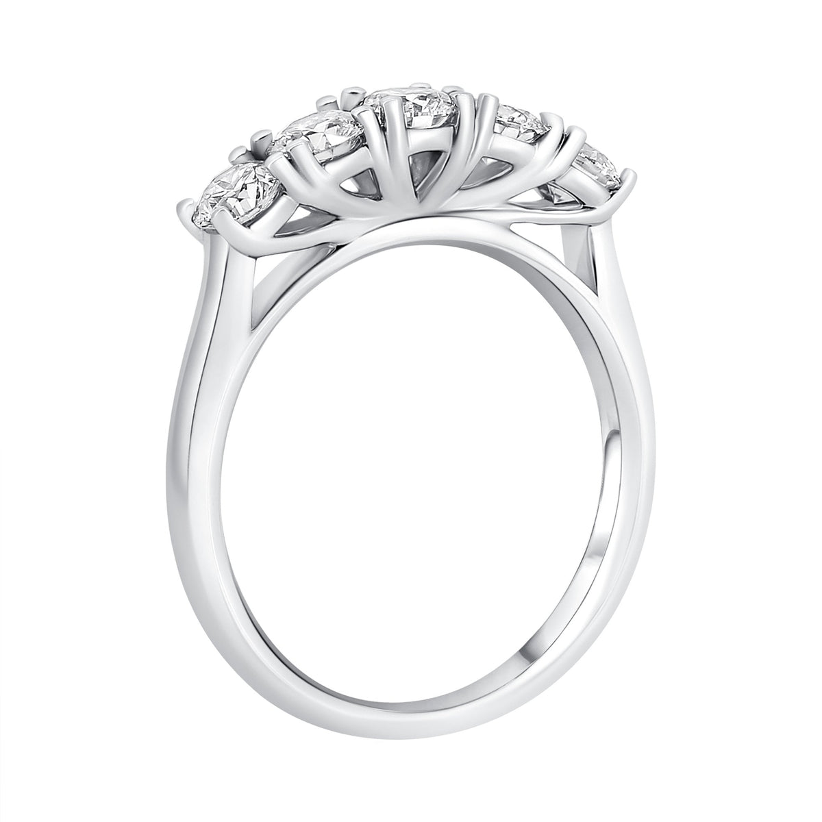Lab grown platinum 1.50ct D VS1 IGI round diamond 5 stone ring