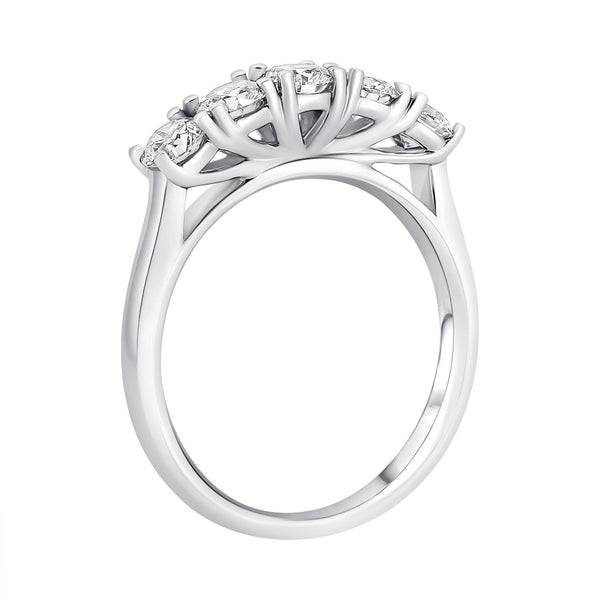 Lab grown platinum 1.50ct D VS1 IGI round diamond 5 stone ring