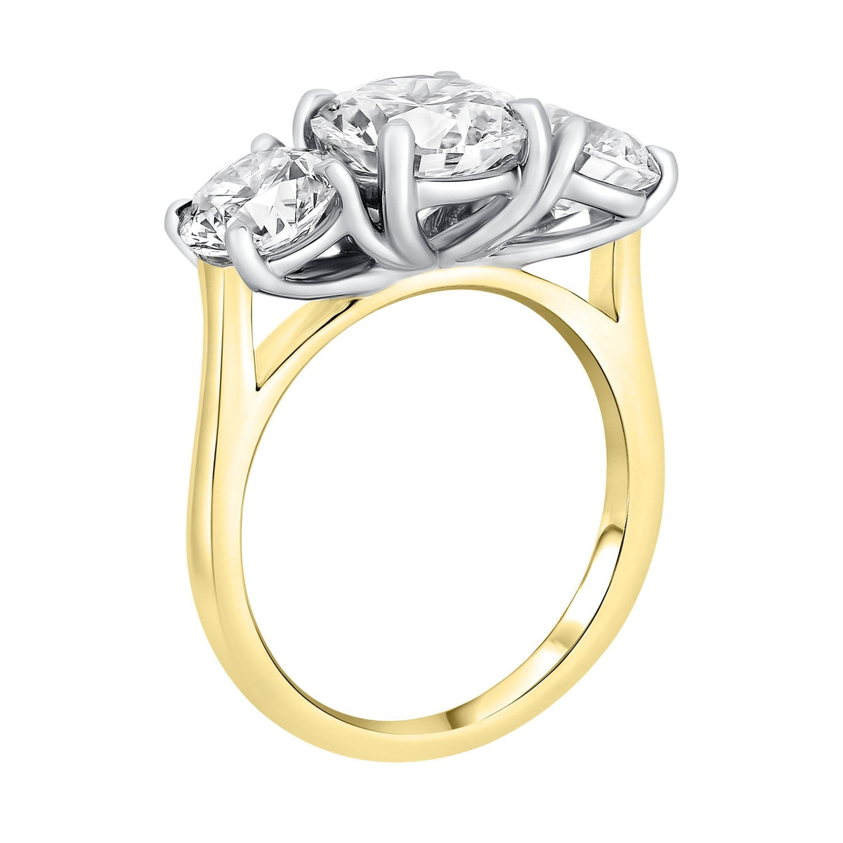 LG18ct yellow gold 3.03ct D VVS2 IGI round diamond 3 stone ring
