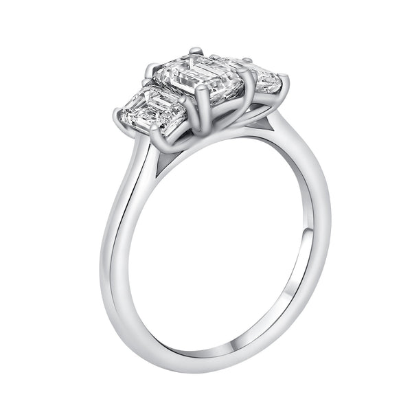 Lab grown platinum 1.10ct D VS1 IGI emerald diamond 3 ring