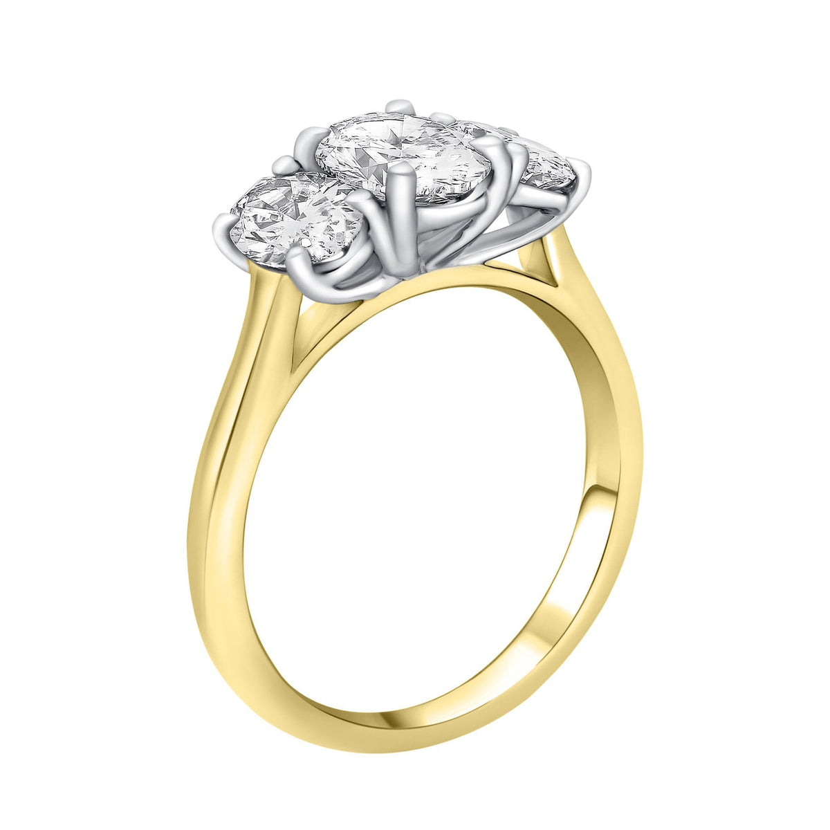LG 18ct yellow gold 2.12ct D VVS2 IGI oval 3 stone diamond ring