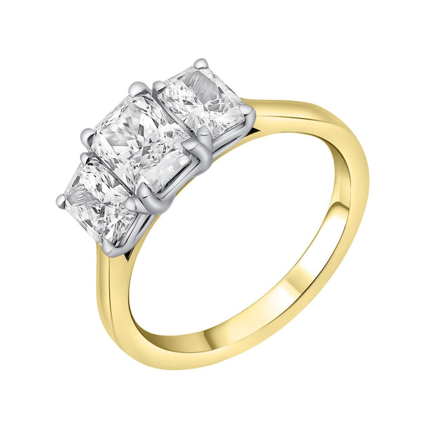 LG 18ct yellow gold 2.03ct D VVS2 IGI radiant diamond ring