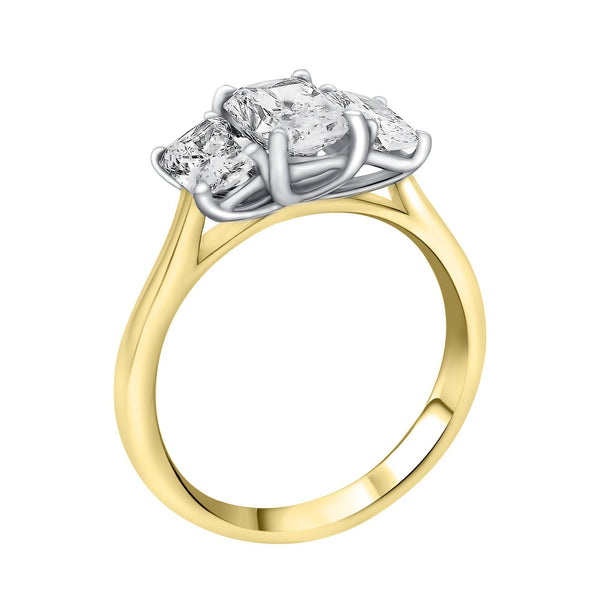 LG 18ct yellow gold 2.03ct D VVS2 IGI radiant diamond ring