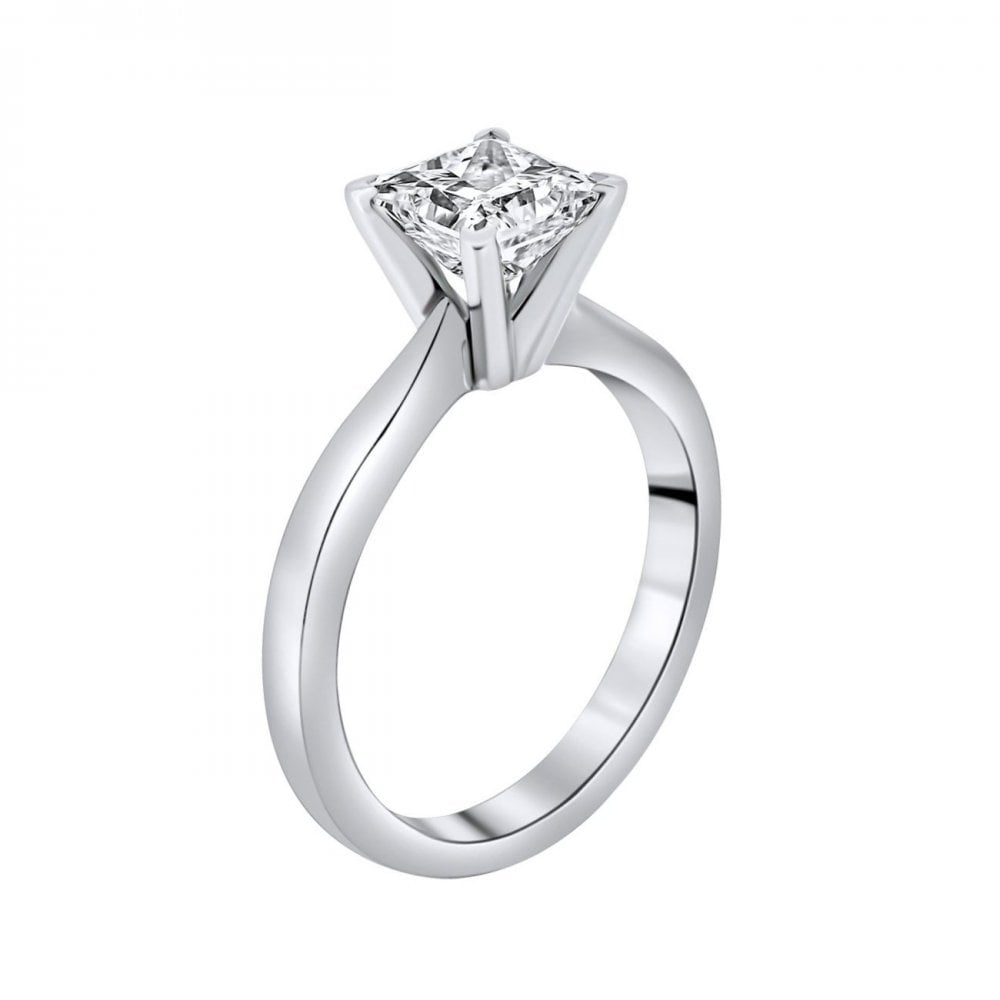 Lab grown platinum 1.55ct D VVS2 IGI princess cut diamond ring