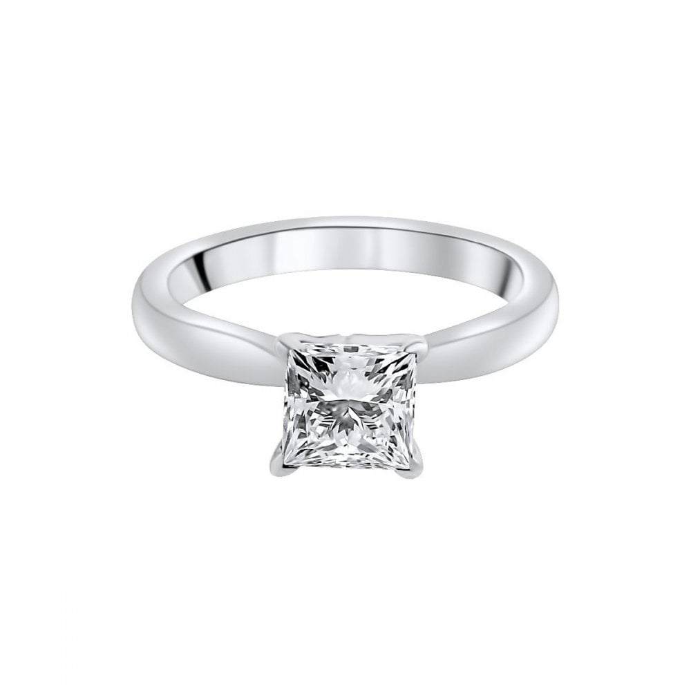 Lab grown platinum 1.55ct D VVS2 IGI princess cut diamond ring