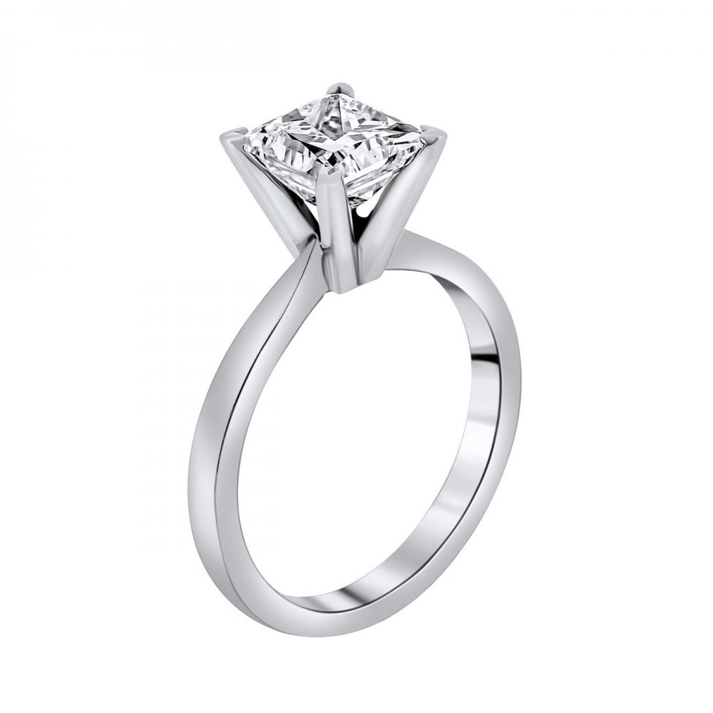 Lab grown platinum 2.04ct D VVS2 IGI princess cut diamond ring