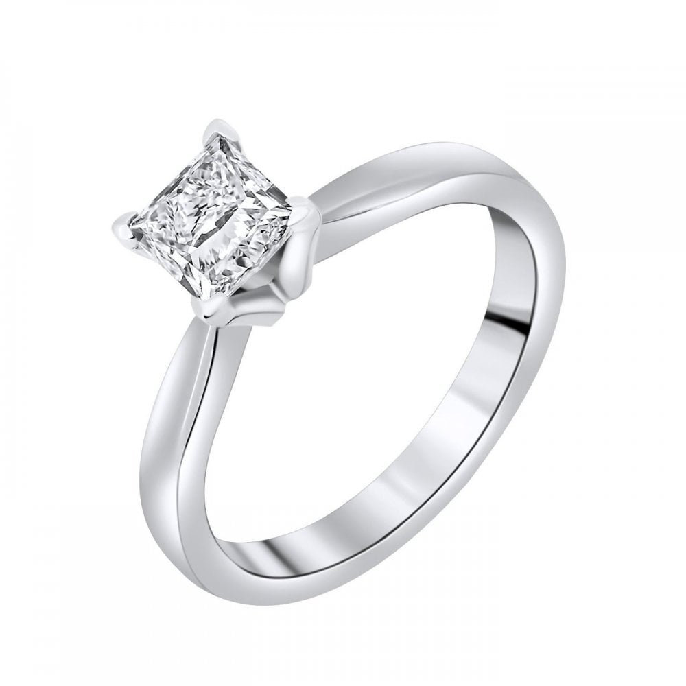 Platinum 1.01ct F SI1 GIA princess cut diamond ring