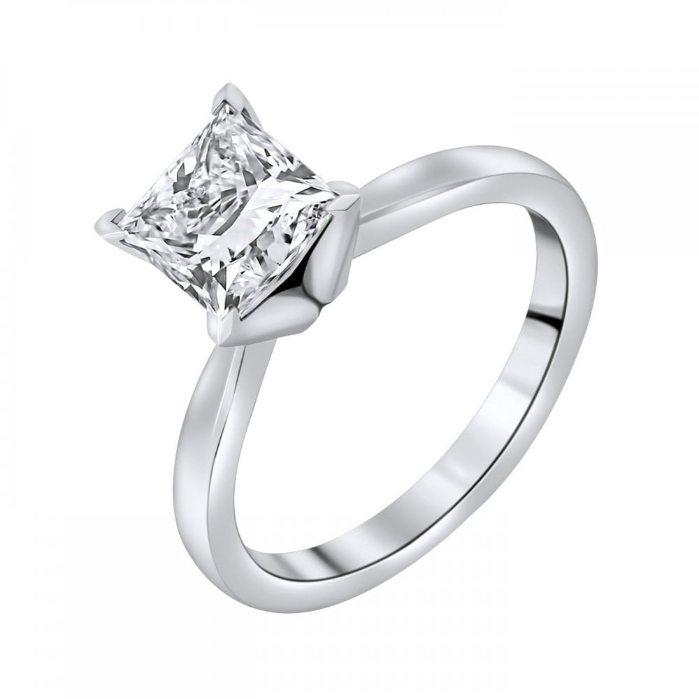 Platinum 2.02ct E VS1 GIA princess cut diamond ring