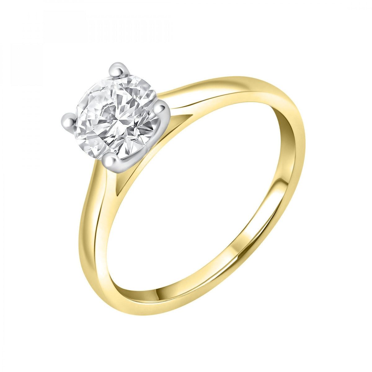 Lab grown 18ct yellow gold 0.60ct D VVS2 IGI round diamond ring