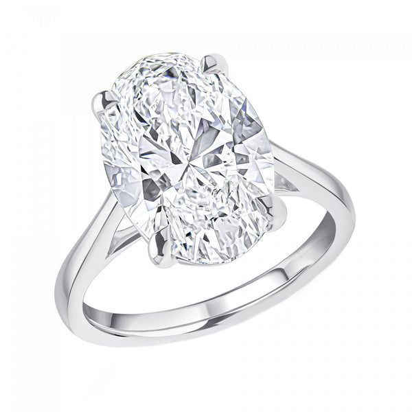 Lab grown platinum 6.03ct D VVS2 IGI oval cut diamond ring