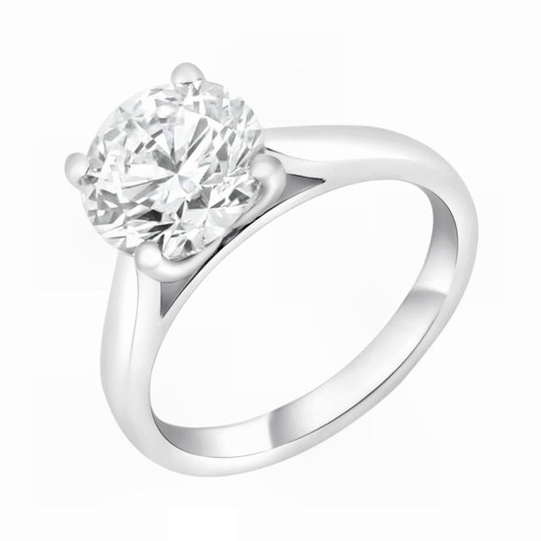 Lab Grown Platinum 3.04ct D Vvs2 Igi Round Diamond Ring