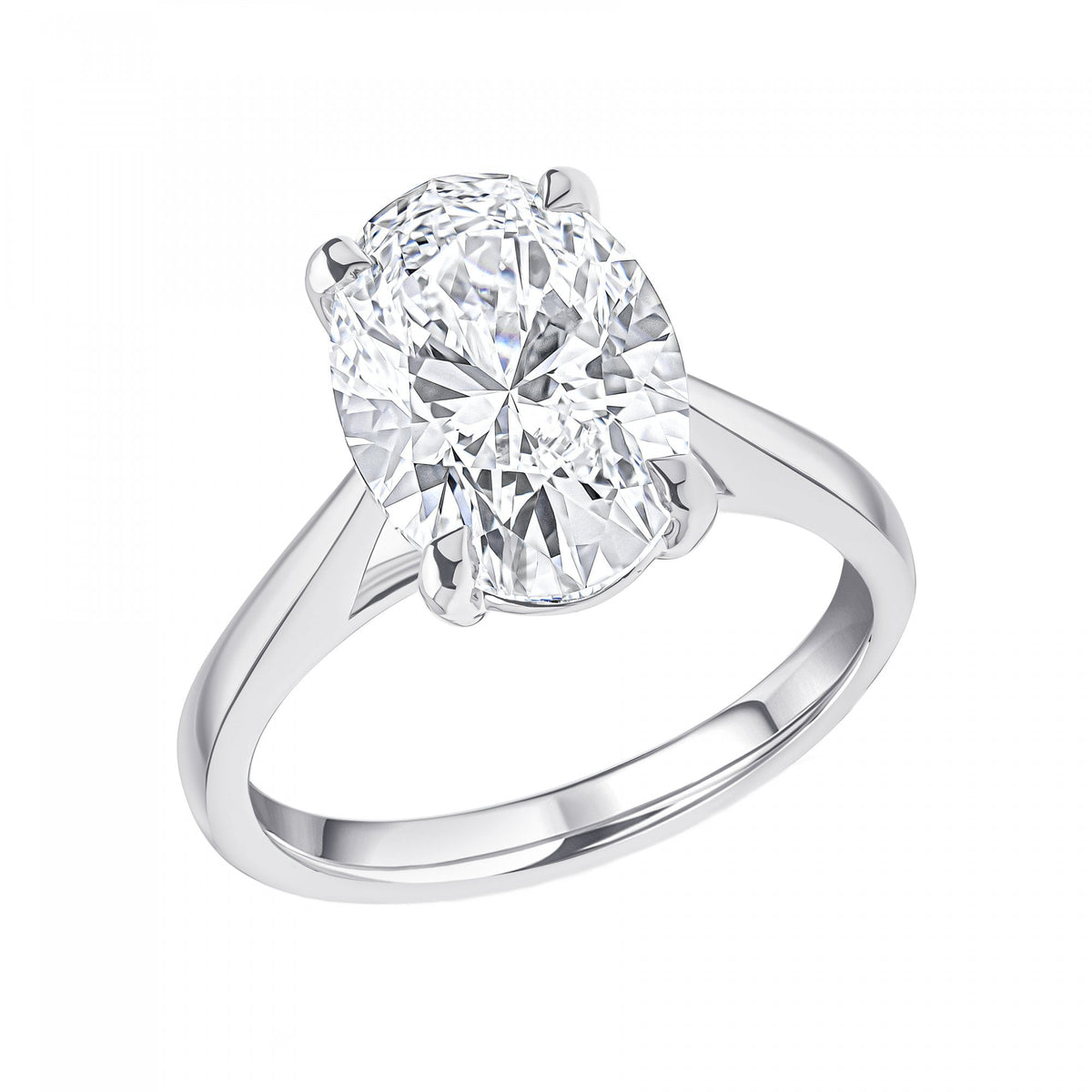 Lab grown platinum 4.02ct D VS1 IGI oval cut diamond ring