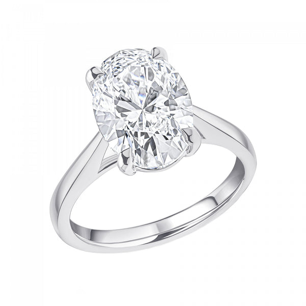 Lab grown platinum 4.02ct D VS1 IGI oval cut diamond ring