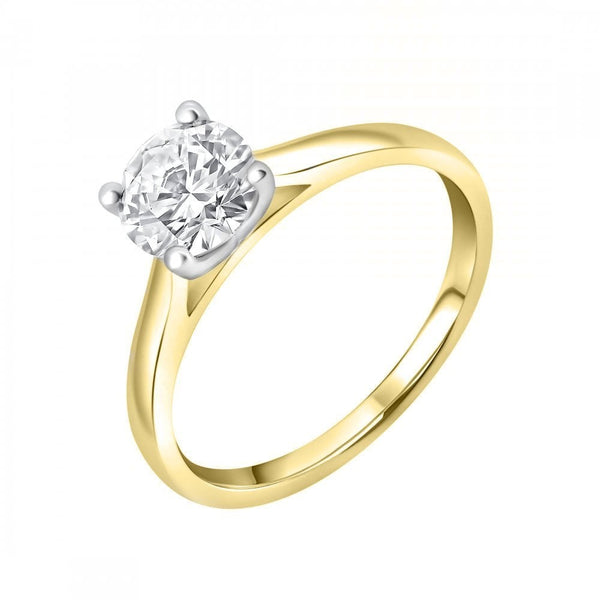 Lab grown 18ct yellow gold 1.50ct D VVS2 IGI round diamond ring