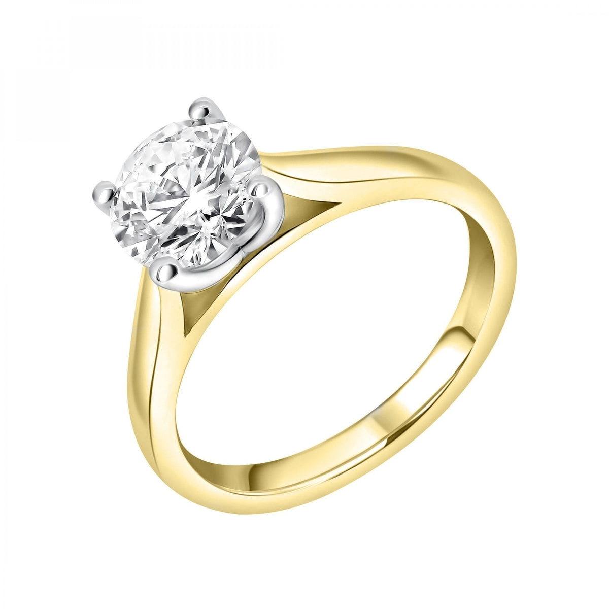 Lab grown 18ct yellow gold 2.04ct D VVS2 IGI round diamond ring