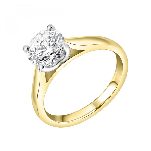Lab grown 18ct yellow gold 2.04ct D VVS2 IGI round diamond ring