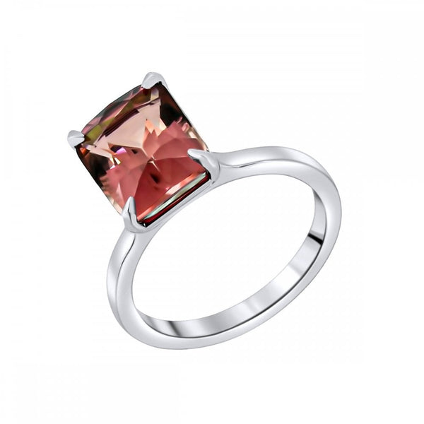 Platinum 4.55ct cushion cut pink tourmaline ring