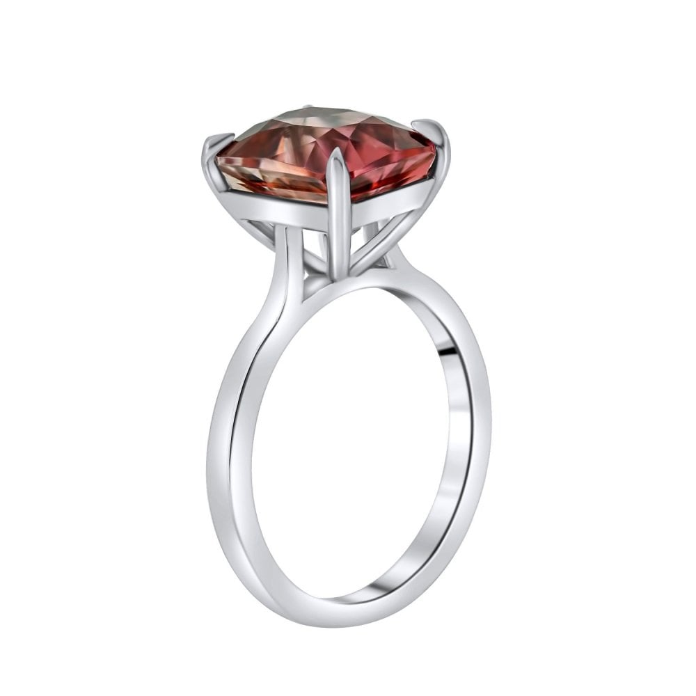 Platinum 4.55ct cushion cut pink tourmaline ring