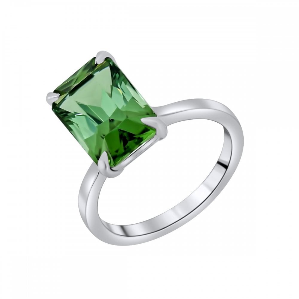 Platinum 5.79ct emerald cut green tourmaline ring