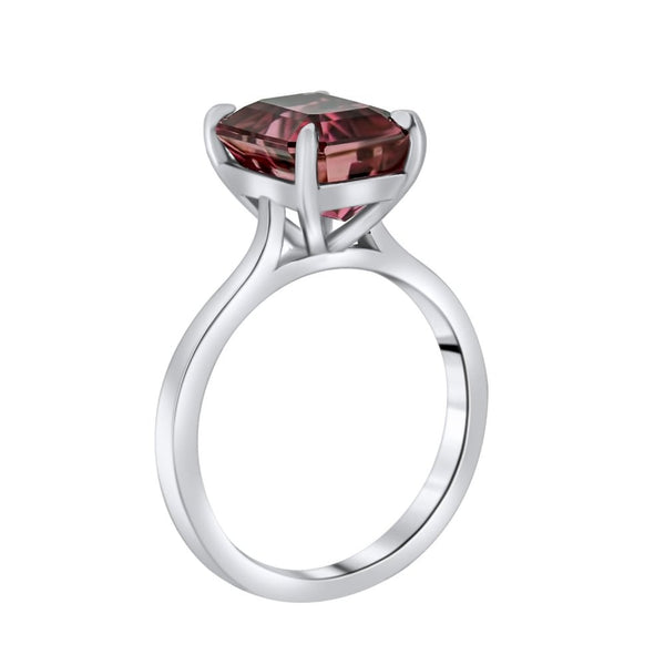 Platinum 4.05ct emerald cut pink tourmaline ring
