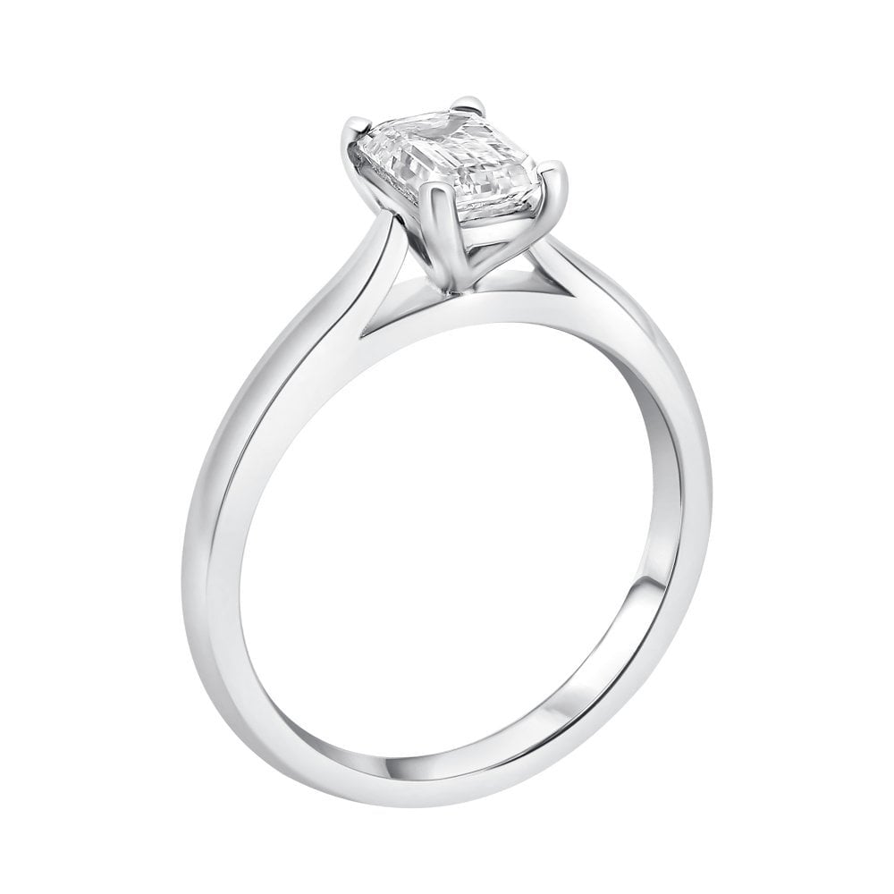 Lab grown platinum 1.01ct D VVS2 IGI emerald cut diamond ring
