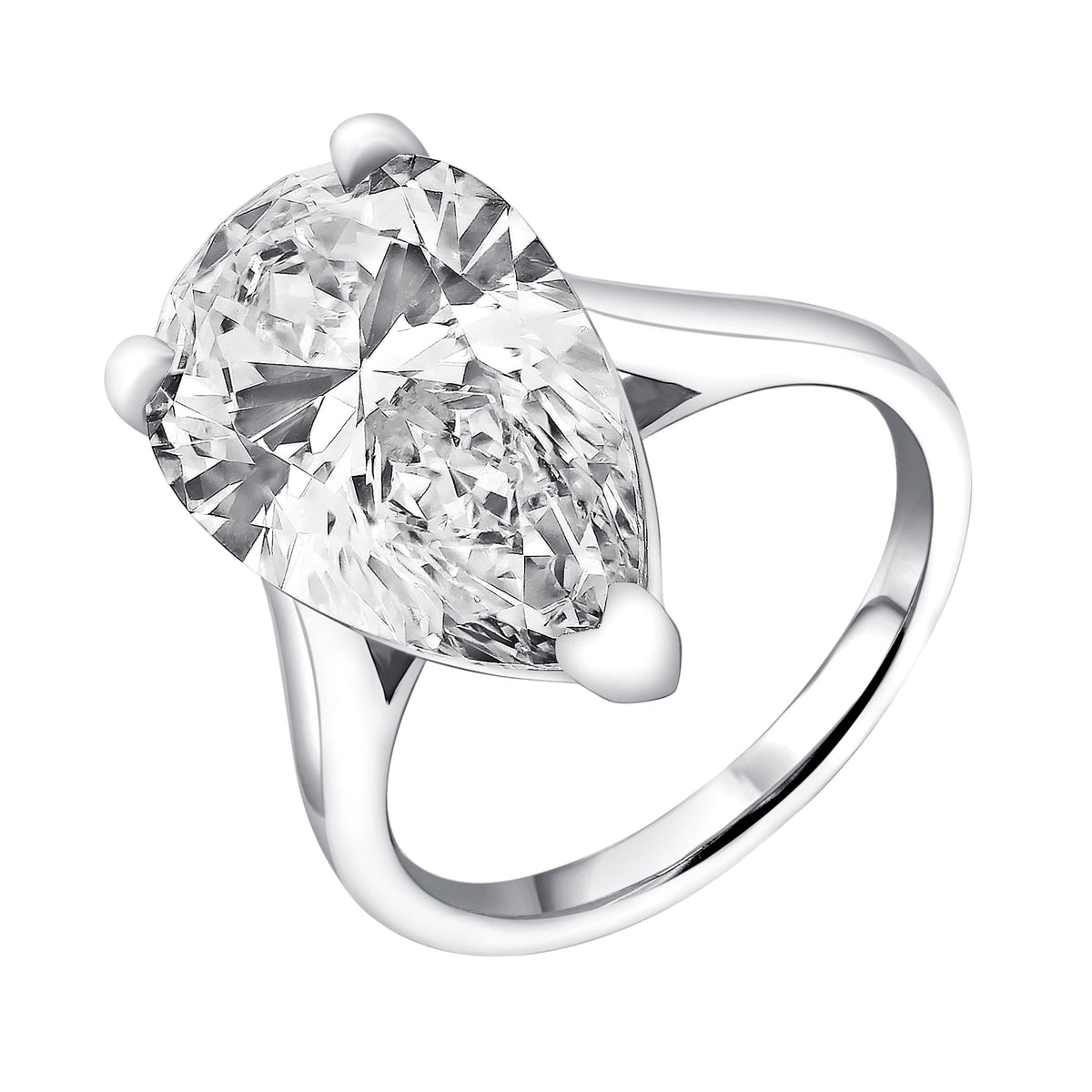 Lab grown platinum 8.03ct F VVS2 IGI pear cut diamond ring