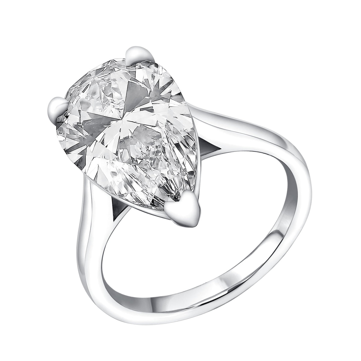 Lab grown platinum 6.08ct F VS1 IGI pear cut diamond ring