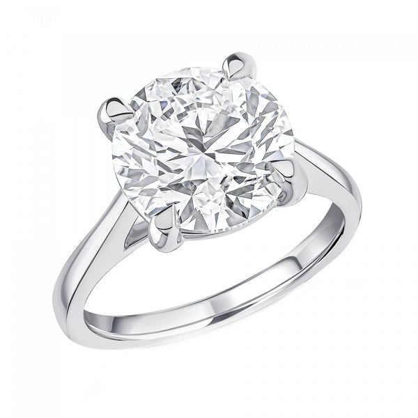 Lab grown platinum 6.01ct E VS2 IGI round brilliant diamond ring