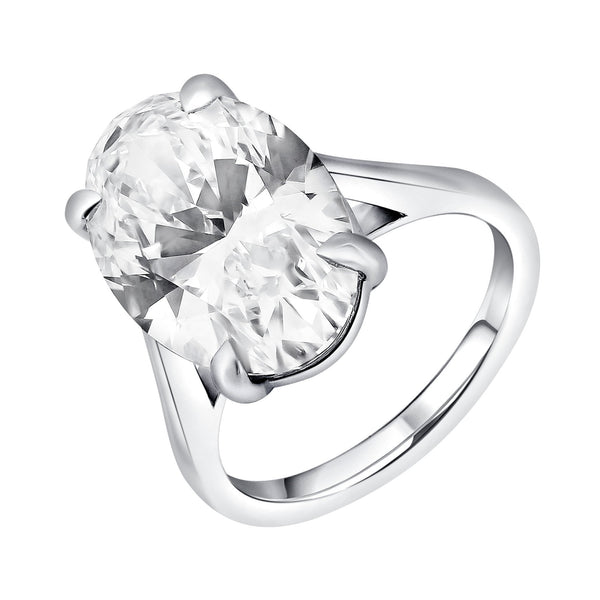 Lab grown platinum 8.05ct D VVS2 IGI oval cut diamond ring