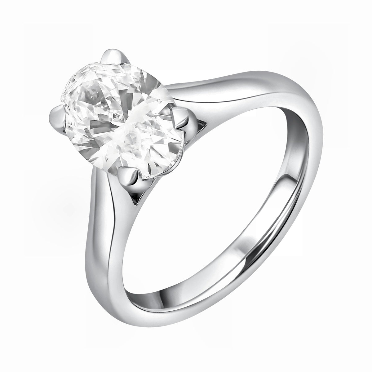 Lab grown platinum 2.05ct D VVS2 IGI oval cut diamond ring