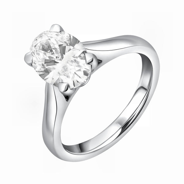Lab grown platinum 2.05ct D VVS2 IGI oval cut diamond ring