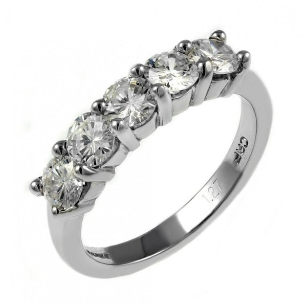 Platinum 1.25ct F VS2 GIA round brilliant diamond 5 stone ring