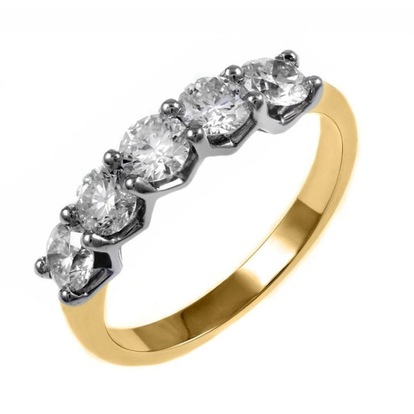 18ct yellow gold 1.25ct round brilliant diamond 5 stone ring