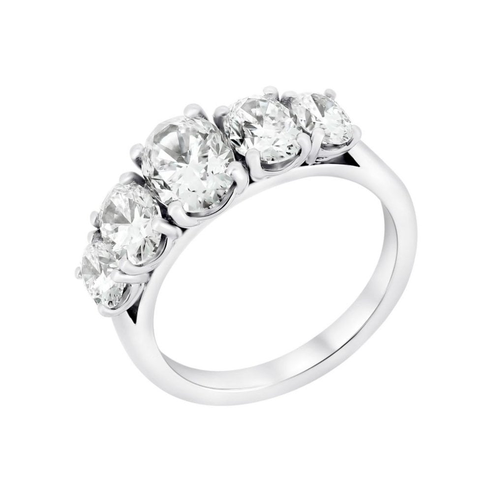 Platinum 3.00ct F VS2 GIA oval cut diamond 5 stone ring