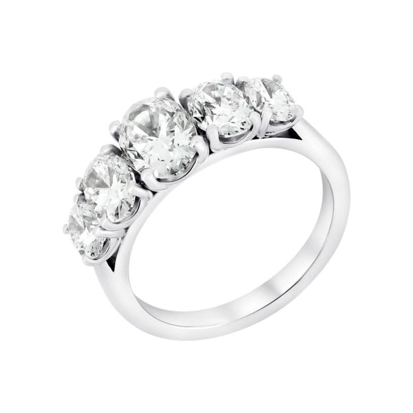 Platinum 3.00ct F VS2 GIA oval cut diamond 5 stone ring