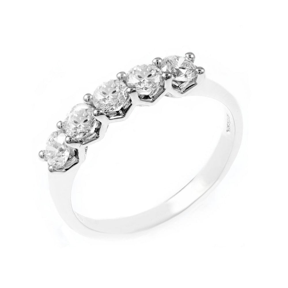 Platinum 0.75ct round brilliant cut diamond 5 stone ring