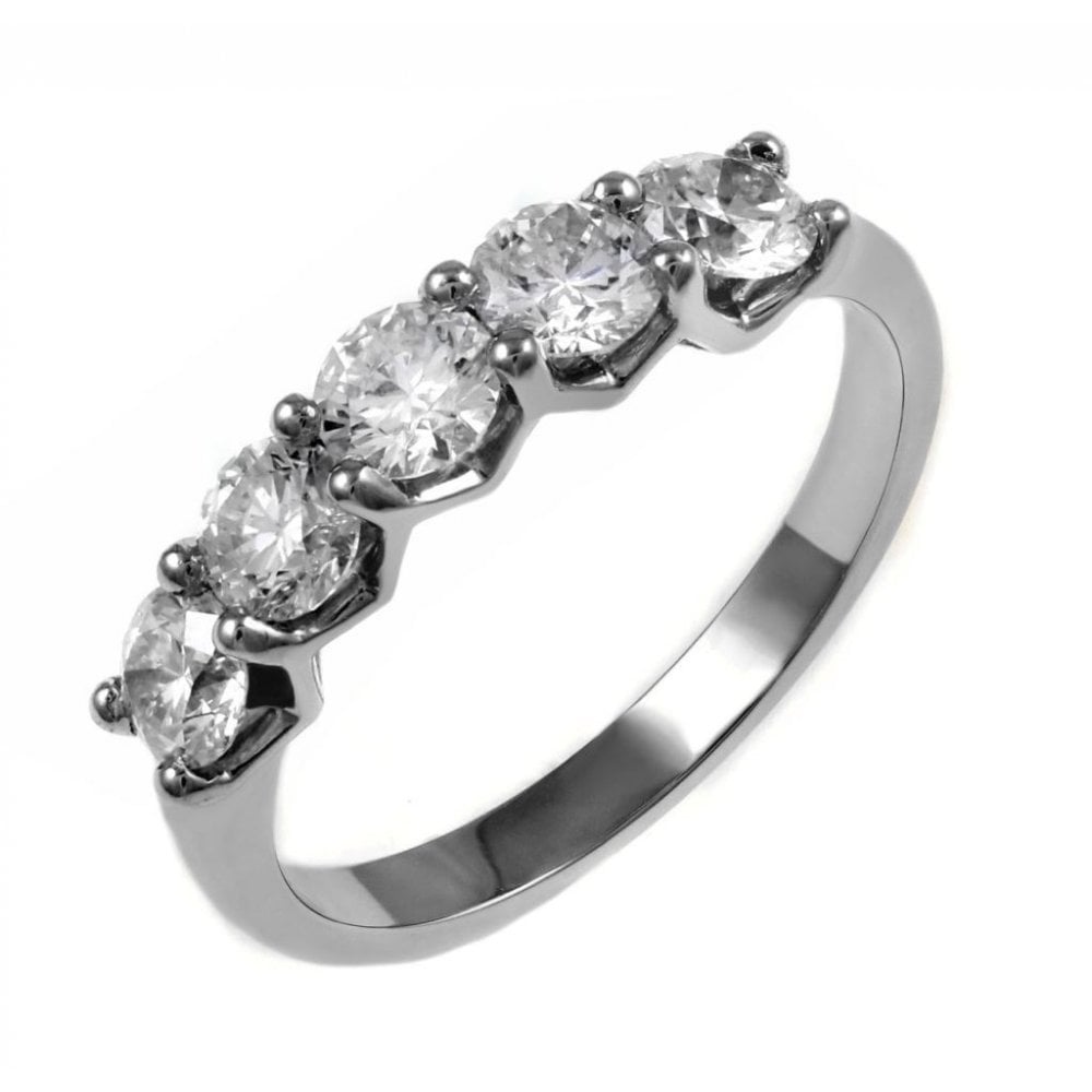 Platinum 1.25ct Round Brilliant Cut Diamond 5 Stone Ring
