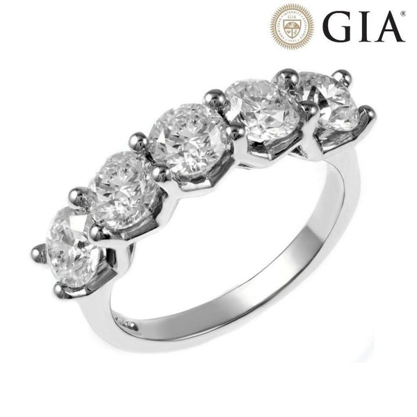 Platinum 3.50ct F VS2 GIA round brilliant diamond 5 stone ring