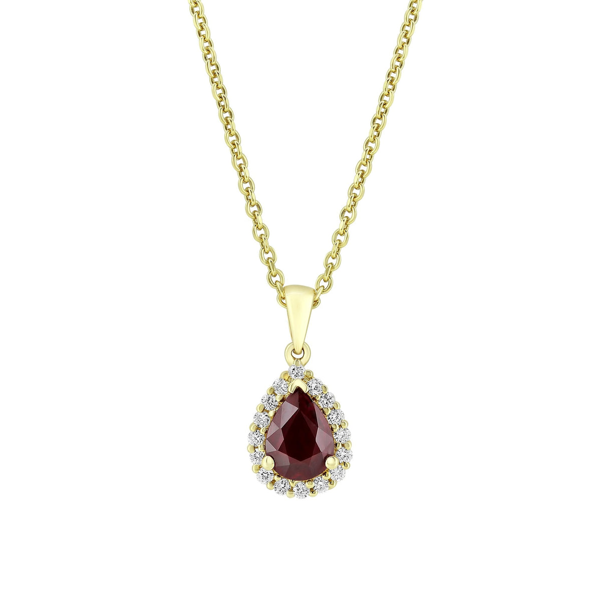 18ct yellow gold 0.62ct ruby & 0.15ct diamond cluster pendant
